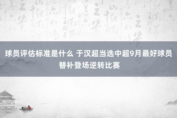 球员评估标准是什么 于汉超当选中超9月最好球员 替补登场逆转比赛