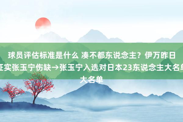 球员评估标准是什么 凑不都东说念主？伊万昨日证实张玉宁伤缺→张玉宁入选对日本23东说念主大名单