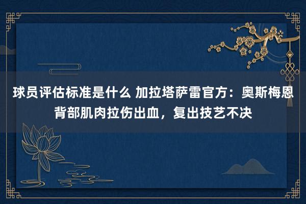 球员评估标准是什么 加拉塔萨雷官方：奥斯梅恩背部肌肉拉伤出血，复出技艺不决