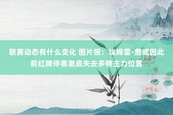 联赛动态有什么变化 图片报：埃姆雷-詹或因此前红牌停赛澈底失去多特主力位置