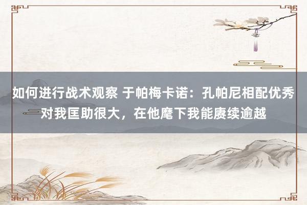 如何进行战术观察 于帕梅卡诺：孔帕尼相配优秀对我匡助很大，在他麾下我能赓续逾越