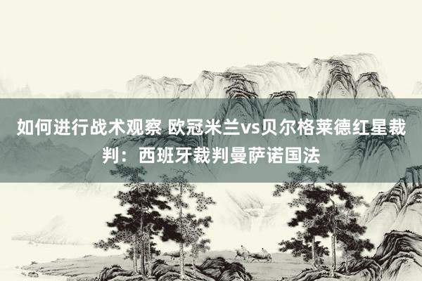 如何进行战术观察 欧冠米兰vs贝尔格莱德红星裁判：西班牙裁判曼萨诺国法