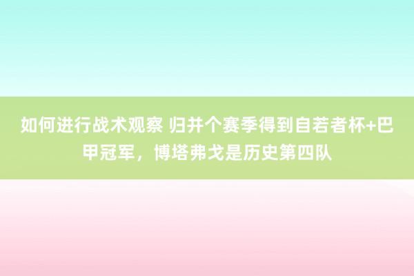 如何进行战术观察 归并个赛季得到自若者杯+巴甲冠军，博塔弗戈是历史第四队