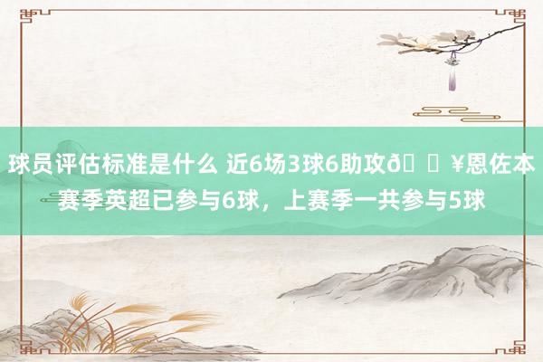 球员评估标准是什么 近6场3球6助攻🔥恩佐本赛季英超已参与6球，上赛季一共参与5球