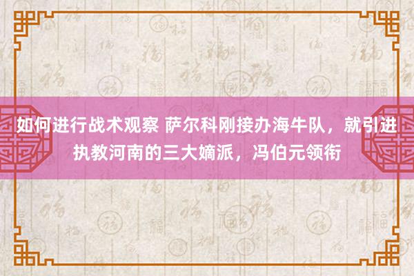 如何进行战术观察 萨尔科刚接办海牛队，就引进执教河南的三大嫡派，冯伯元领衔